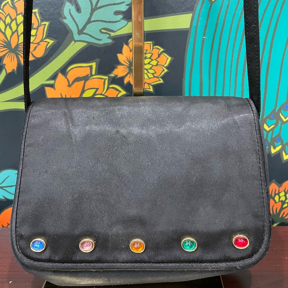 Bally Black Crossbody Bag with Colorful Gem Accents - Picture 1 of 6